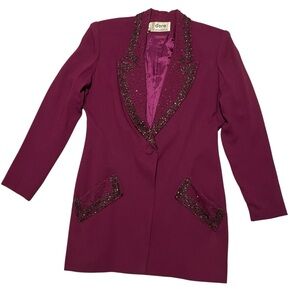 Vintage D’ore By Della Roufogali Beaded Purple Evening Jacket Women’s Sz 10